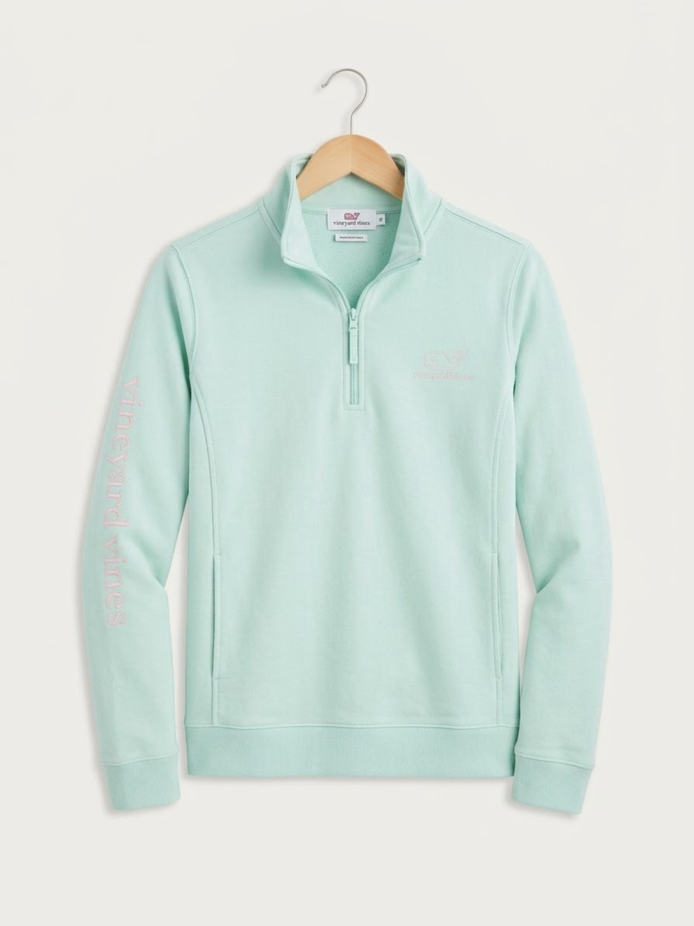 Vineyard Vines Mint Green Quarter-Zip Pullover Sweatshirt